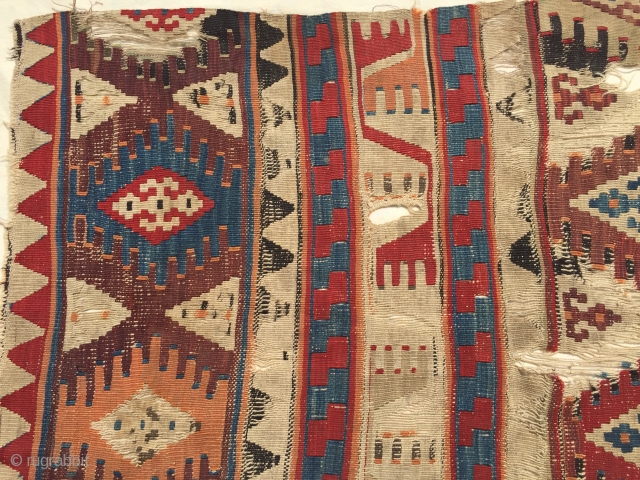 Central Anatolian Aksaray Kilim Fragments Circa 1850 Size 125x77 cm                       