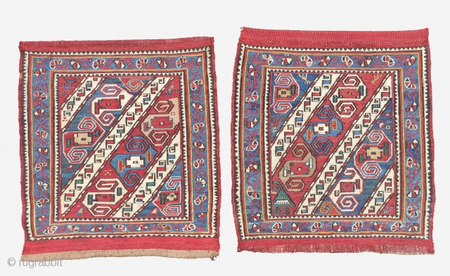 Caucasian Bag Faces 19th Century Size 49x54cm-49x56cm                          