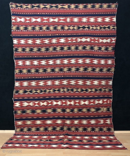 Central Asian Uzbek Ghudgeri Kilim Size 157x223 cm / 5'2'' x 7'4''                     