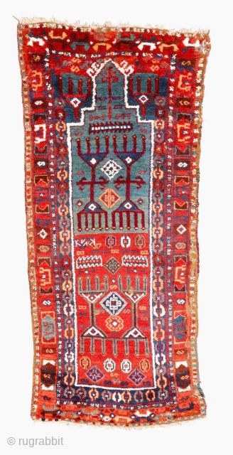 Middle Of The 19th Century Kurdish Prayer Rug. 

Size 76 x 175 cm

Please contact me directly on this email : alpagutrugs@gmail.com            