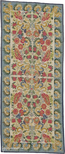 Antique French Needlepoint Rug
France ca.1880
7'7" x 3'2" (231 x 97 cm)
FJ Hakimian Reference #02170
                   