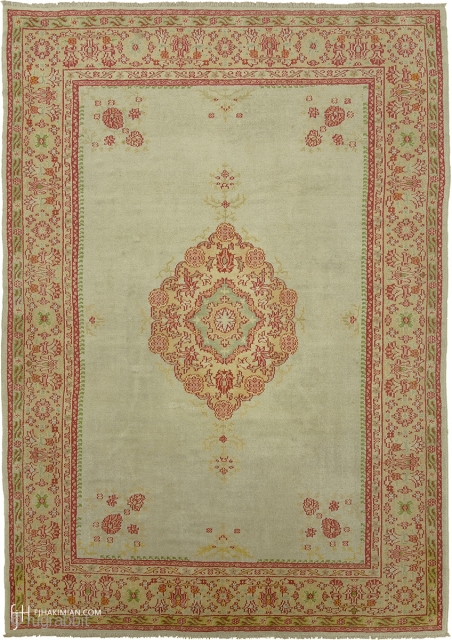 Antique Turkish Oushak Rug
Turkey ca.1910
11'4" x 7'11" (346 x 242 cm)
FJ Hakimian Reference #04046                   