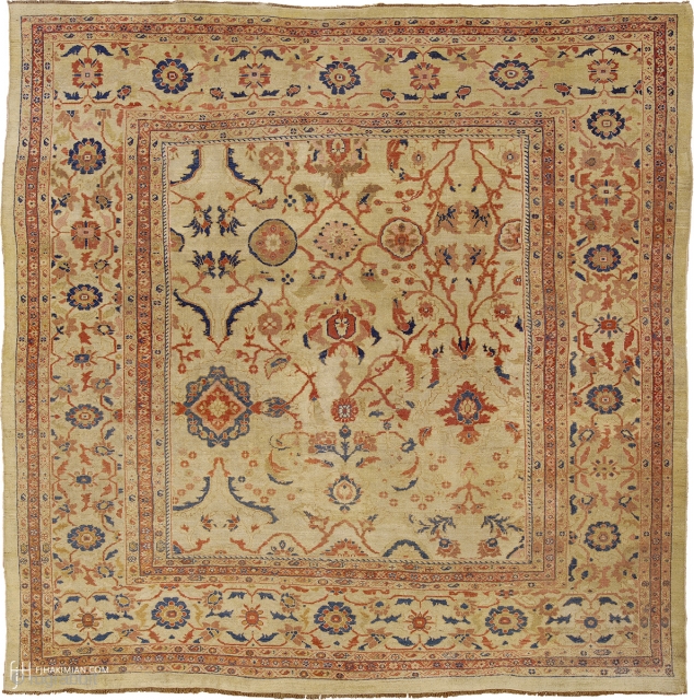 Antique Persian Ziegler Sultanabad Rug
Persia ca.1890
11'1" x 11'0" (338 x 336 cm)
FJ Hakimian Reference #06209
                  