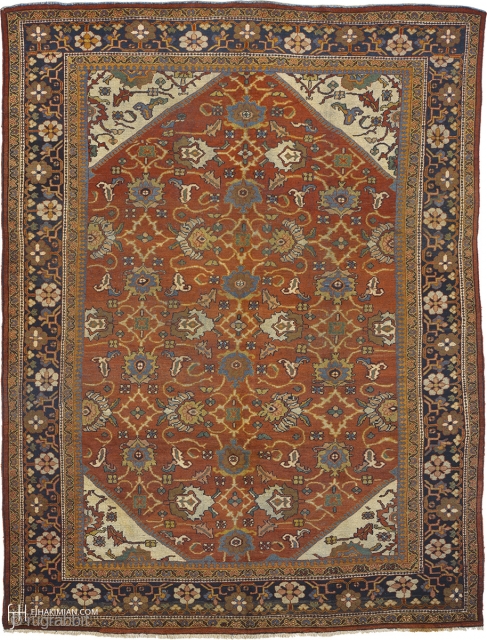 Antique persian Mahal Rug
France ca.1890
13'8" x 10'3" (417 x 313 cm)
FJ Hakimian Reference #06168
                   