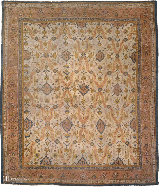 Antique Turkish Oushak Rug
Turkey ca. 1890
17'9" x 15'1" (542 x 460 cm)
FJ Hakimian Reference #04093
                  