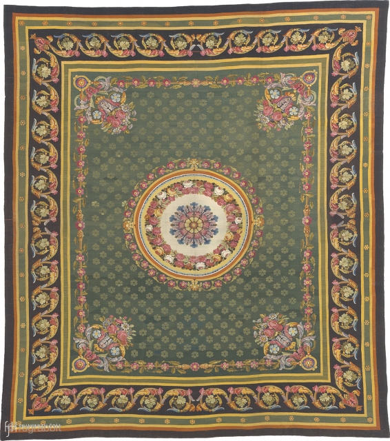 Antique French Aubusson Rug
France ca.1820
19'6" x 16'9" (595 x 511 cm)
FJ Hakimian Reference #02072

                   