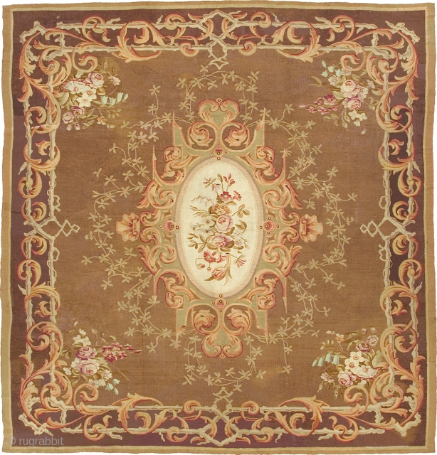 Antique French Aubusson Rug
France ca. 1860
11'5" x 11'0" (348 x 336 cm)
FJ Hakimian Reference #02591
                  
