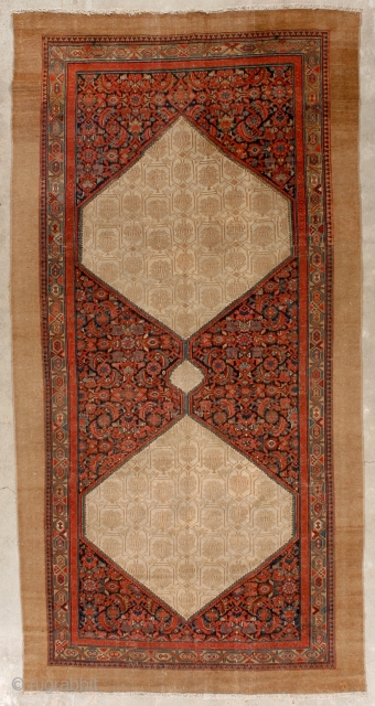 Old Persian serab 5.7x11
Even through out some re knotting done ,camel hair boarders .                   