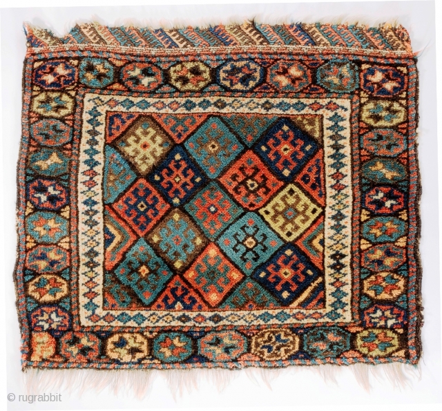 Jaff Kurd bag face, joyous, colourful piece, good dyes, good wool, good condition, full pile, ca. 1900.                