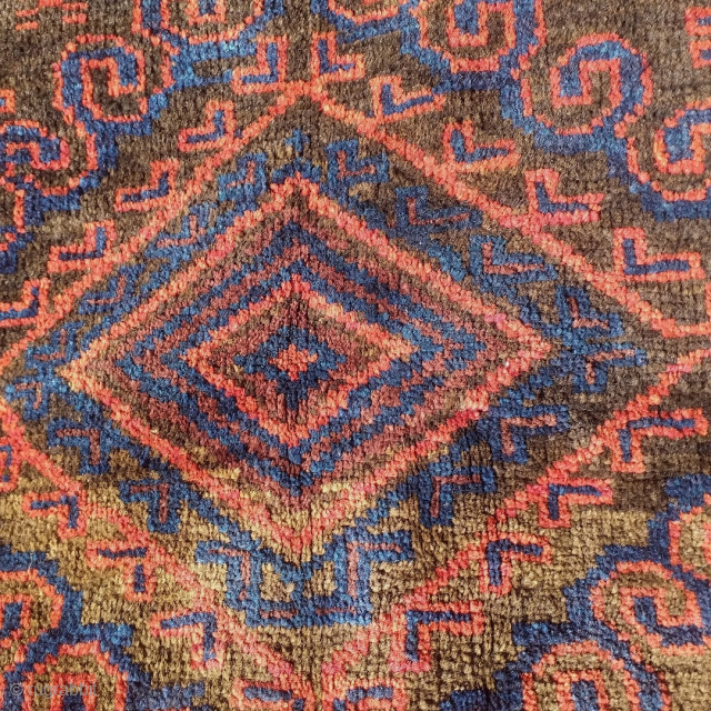 Baluch bagface, Afghanistan, 1st quarter 20th cent. All good natural dyes, good wool, soft handle. One repair (last picture). Unusual white ground border. Smallish size, probably made for own use rather than  ...