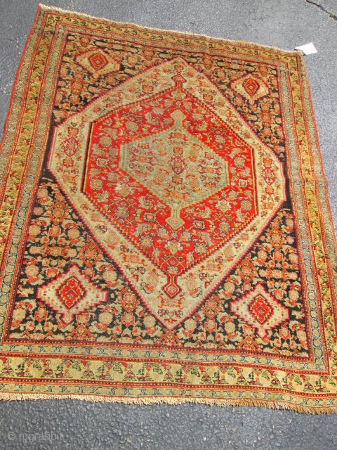 19Th Century Rare Persian Senneh Rug.

3'6'' x 4'2'' condition great,low even pile .Stunning colors,very fine knots quality.one of kind.              