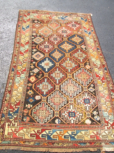 ANTIQUE CAUCASIAN SHIRVAN BAKO RUG.

SIZE 6'X4' .CONDITION LOW EVEN PILE .SOME OLD  REPAIR ,AND ENDS REWEAVE.                