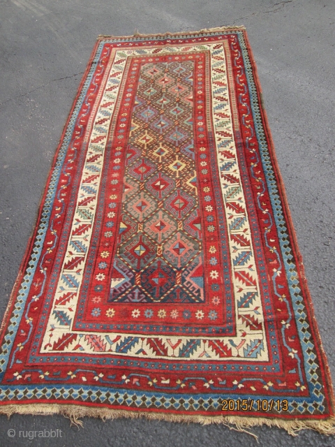 Antique Caucasian Kazak Rug.

size 7'6''x 3'4''. condition full pile with no repair .                    