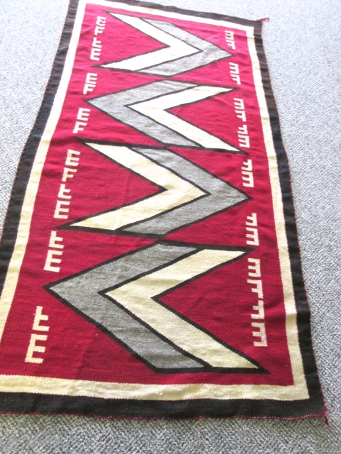 Old Navajo Rug.

size 3'2''x6'. condition very good .                         