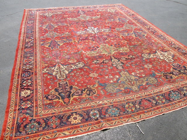 Decorative Antique Ziegler Mahal Rug.

size 12'7''x9'7''                           