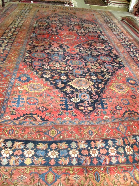 Magnificent Antique Persian Bedjar.

size 11'x19'.

wool on wool foundation.                         