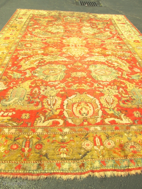 Antique Turkish Oushak.

size 9'9''x14'3''. circa 1880. wool on wool foundation.                       