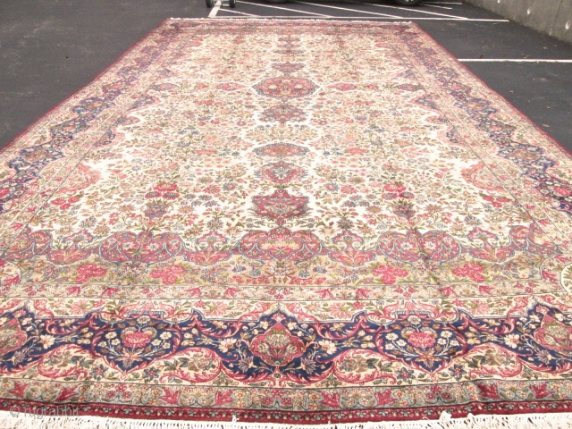 Magnificent Palace Size Antique Persian Laver Kerman Rug.

size 14'x24' great rug.circa 1920.                     