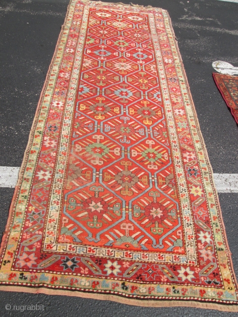 Antique Caucasian Rug.

size 3'4''x9'. low price.                           