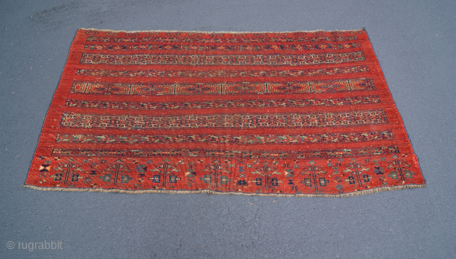 Ersari Chuval 19th century Evanly Low pile no repair very nice colors.                     