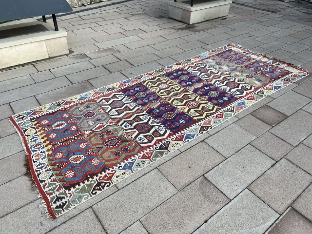 Circa 1850s Central Anatolia, Konya Kilim Rug 
Size : 150x390  cm 
                    