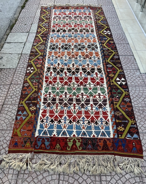 Enikli Konya Rug. All colors are vibrant. It has a very minor repair. It was never repaired. No washing was done.
Circa 1880           