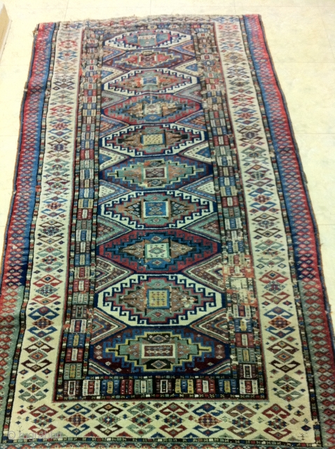 EARLY CAUCASIAN RUG
BREATH TAKING COLORS AND VERY FINE WEAVE                        