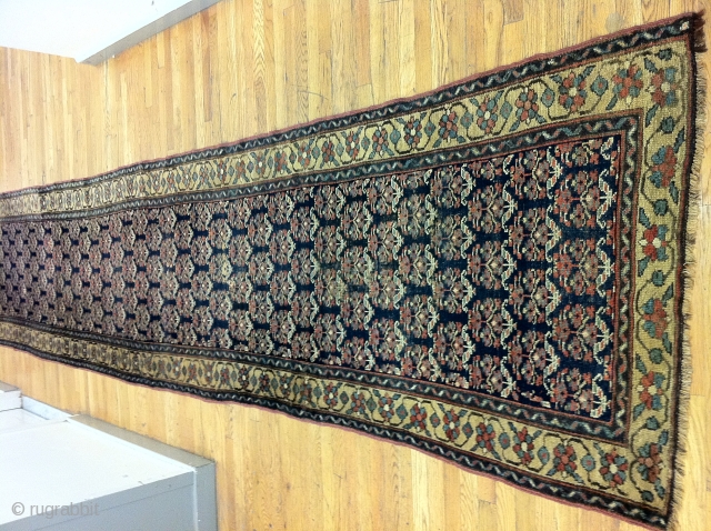 PERSIAN RUNNER,
3'4 BY 15'9 FT,
SOFT YELLOW BORDUER AND HIGH PILE CONDITION,
all of my rugs are original condition and I restore them if you want by my master restorers so this way i  ...