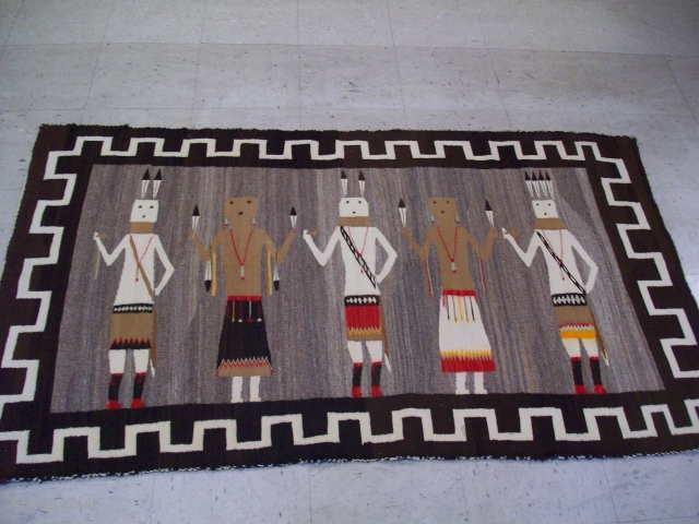 phenomenal Navajo kilim...Wonderful figures and rare looking piece...Perfect condition...4'8 by 3'9 ft                     