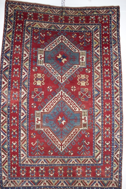 Mid 19th century Caucasian Faralov Kazakh, size: 9'7" x 5'7".  Small amounts of restoration reweaving completed. 
Very good condition otherwise.  Unusual size.  Great rug.      