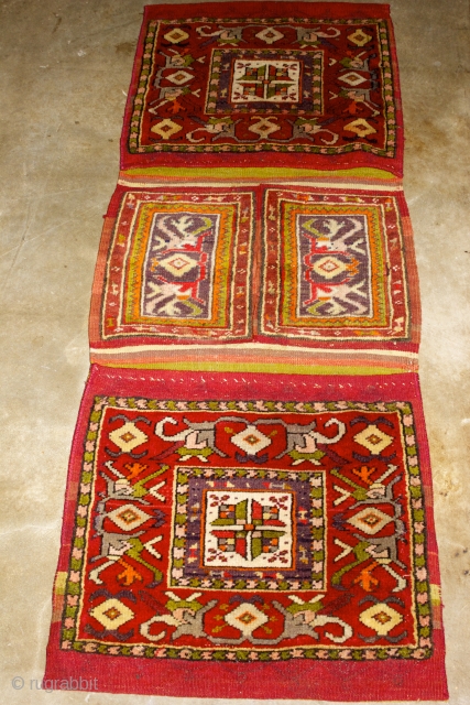 Late 19th century Anatolian Meles heybe.  Size: 4'4" x 1'6".  Exceptional condition, never used.  Rare. 
              