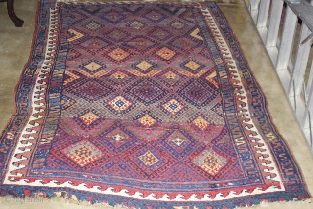 !9th cent Anatolian Sharkishla (Kurd) rug.  Size: 7'4" x 5'.  Thick cold weather rug, deep colors.  This is an incredible rug.         