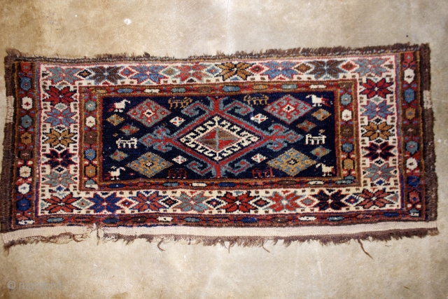 19th cent Persian Veramin mafrash, size: 2'11" x 1'2".  Full wool.  Vegetable dyes.                  