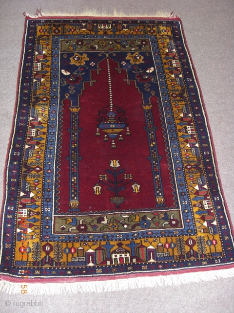 Stock no:C1041-1960
 Quality:Wool&Wool Origin:YAHYALI Size:84X130 cm This authentic handwoven Anatolian carpet is produced by %100 vegetable natural dyes. All our carpets could be delivered to your door step all over the world  ...