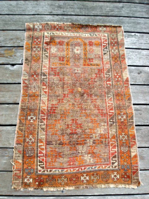 Caucasian Prayer Rug measuring 3.9 x 2.7. 17-photos upon request.                       