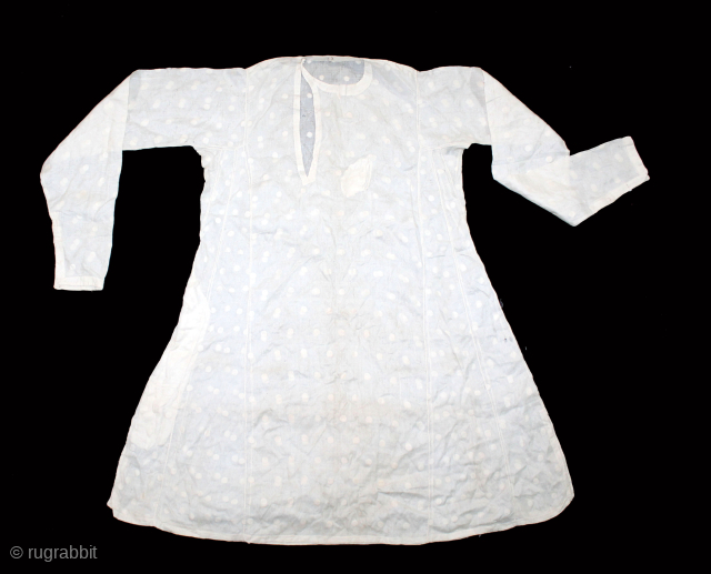 A Very Rare Chikan kari Man's(Costume) From Lucknow Utter Pradesh India.C.1900.Made on Fine Muslim cotton. Worn by Royal Nawab Muslims Family.(DSL060140).Please email me at indianarts1369@gmail.com        