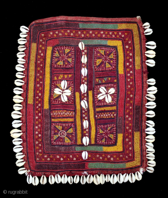 Banjara Gala From Karnataka,South India.C.1900.Embroidered on cotton.Gala is Traditionally Used by Women to Carry Pots on their Heads.Its size is 25cm X 29cm.(DSL03500).          