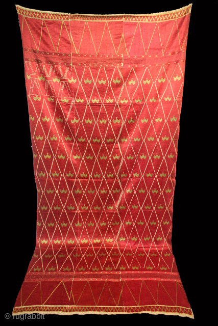 Khanjar Thirma Phulkari From West(Pakistan)Punjab India Called As Khanjar thirma Bagh.C.1900.Floss Silk on Hand Spun Cotton khaddar Cloth.(DSL060150).Please email me at indianarts1369@gmail.com           