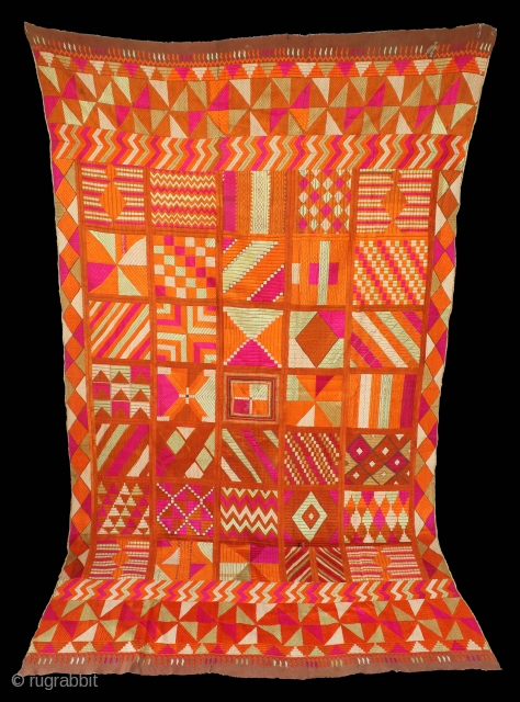 Bawan Bagh from East (Punjab)India called As Bawan Phulkari."Bawan" means "fifty-two" in Punjabi and refers to the mosaic of fifty-two different patterns which decorate this piece.Bawan bagh is the Rarest of all  ...