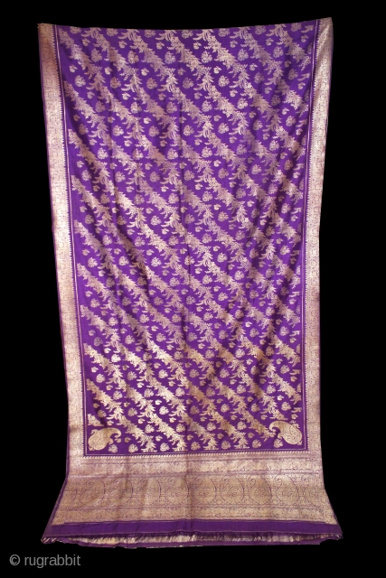 Rare Antique Pitambari Saree hand woven zari (silver treads) saree from Varanasi called As Pitambari Saree of late 19th century.Made to order for some Royal Rajput Family.Extremely Fine Saree.(DSC00990).    