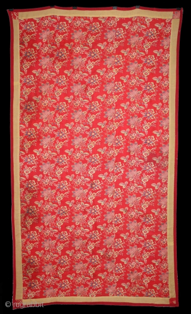 Manchester Roller Print From Manchester England made for Indian Market.Circa 1900.Roller Printed on Cotton.Rare Design.Used as for private shrines as Divalgiri.Its size is W-105cm x L-190cm.(DSL03670).       