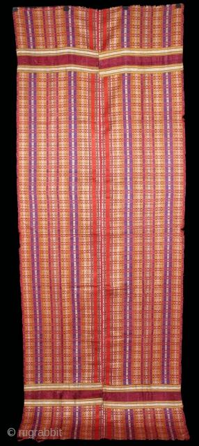 Silk Brocade Shawl woven at Thatta from Sind,kutch and Western Rajasthan India.C.1920. Worn by the Maldhari Cattle.Its size is 85cm X 226cm.(DSL02310).           