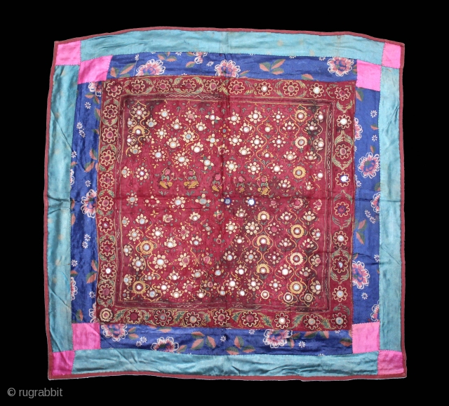 Mochi Embroidered Chakla, Embroidered by the kathi Durbar community of Saurashtra region of Gujarat India.C.1900. Its size is 65cm x 67cm.(DSL04340).            