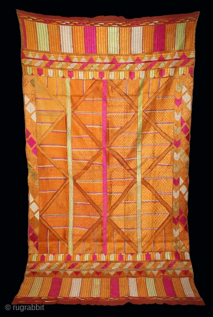 Sarpallu Phulkari From East(Punjab)India Called As Sarpallu.C.1900. Floss Silk on Hand Spun Cotton khaddar Cloth.(DSC05470).                  