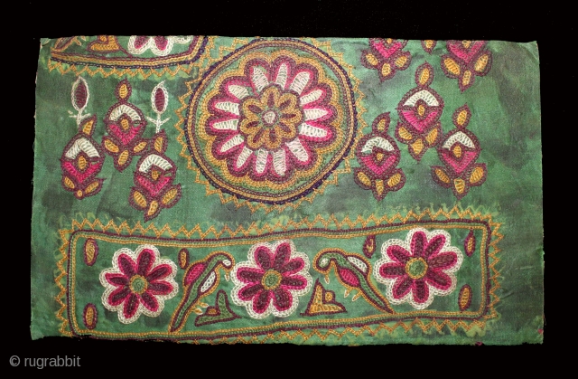 Rare Jain Book Cover Mochi Embroidered From Kutch Gujarat India.Circa.1900.Extremely fine quality chain stitched.Its size is 15cm X 26cm.(DSLR03710).              