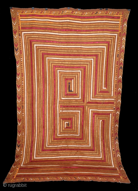 Phulkari From East(Punjab) India Called As Bhul Bhalaya Bagh.C.1900. Floss Silk on Hand Spun Cotton khaddar Cloth.(DSL04370).                