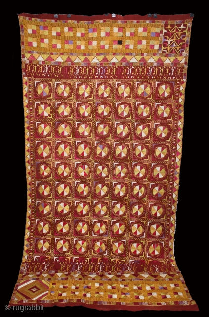 Phulkari From East(Punjab)India Called As Phulkari. Rare Design. Floss Silk on Hand Spun Cotton khaddar Cloth.(DSL05180)                 