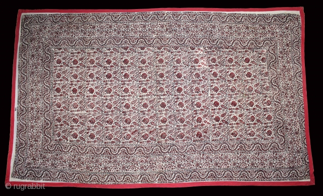 Rajai Cover Double-Sided Block Print on Cotton Khadi From Rajasthan India.C.1900.Its size is 150cm x 250cm.(DSL02460).
                 