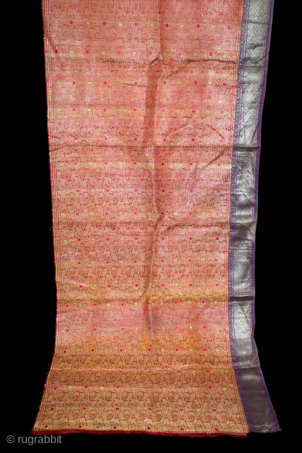 Gujarati Khinkhab Ghaghra Zari Brocade(yardage)From Jamnagar Gujarat India.C.1900.Woven in Jamnagar,Worn by the Kathi women of Saurashtra Gujarat India.(DSL060160).Please email me at indianarts1369@gmail.com           