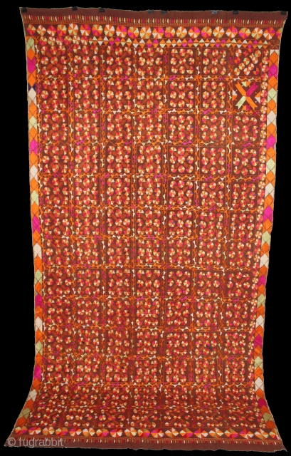 Phulkari from East(Punjab) India Called As Bella (Grove) phulkari. One of the rare design in Indian Phulkari.(DSL02050).                